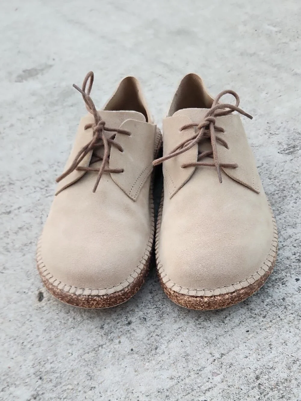 Birkenstock Men's Suede Derby Shoes in Beige,Size 41
